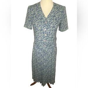 Vintage 80s 2-Piece Skirt Set with Leaf Pattern